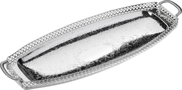 Queen Anne İngiliz Gümüşü Sunumluk Tepsi 44 x 15 cm   - Image 1