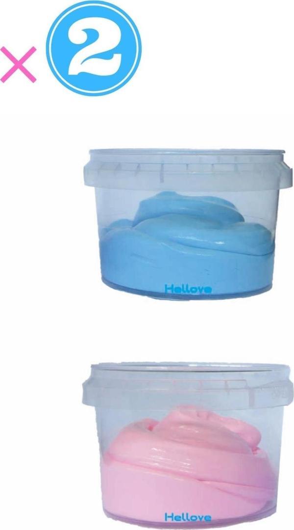 Ele Yapışmayan Pembe-Mavi Slime 2 li Pofuduk Slaym Oyun Hamuru - Image 1