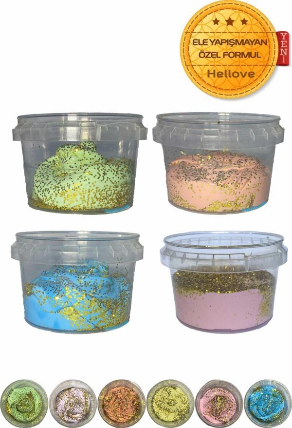 Simli Slime 4 Lü Slime Ele Yapışmayan Slime Slaym Pofuduk Slime - Image 1