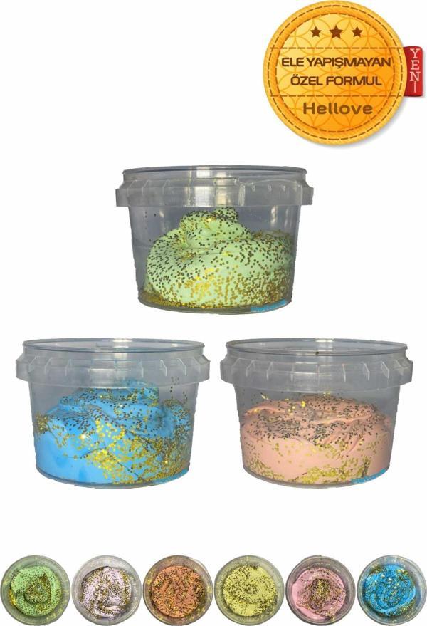 Simli Slime Ele Yapışmayan Gold Slime Slaym 3 Renk Pofuduk Slime - Image 1