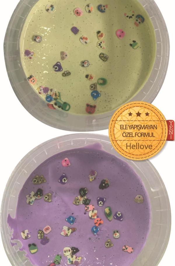 Slime Ele Yapışmayan Hayvan Figürlü Mor Sarı Renk Slaym 2 Kutu Kaliteli - Image 1