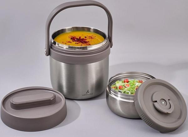 Aryıldız Bento Lunch Box Yemek Termosu Yuvarlak Steel 1400 Ml Ar262283  - Image 1