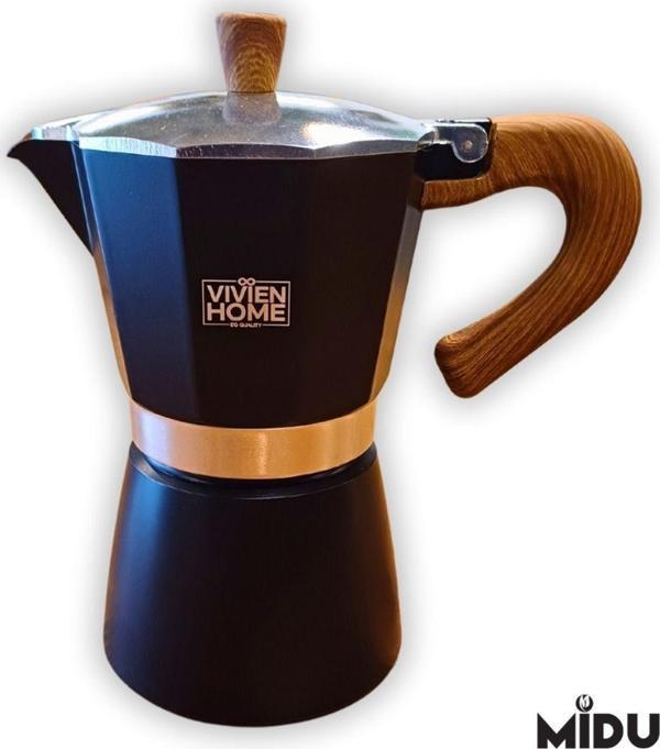 Aloha Moka Pot 6 Cup (Siyah) - Image 1