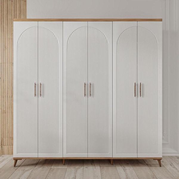 GuneyStore Ücretsiz Montaj  - %100 MDF Nevada 6 Kapaklı Gardırop - MDF Dolap - Elbise Dolabı - Image 1