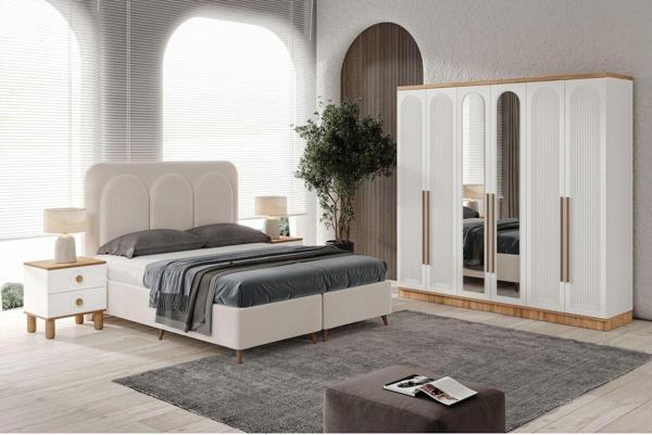 Ücretsiz Montaj - Rosa 6 Kapaklı Komple Mdf Yatak Odası Takımı - Image 1