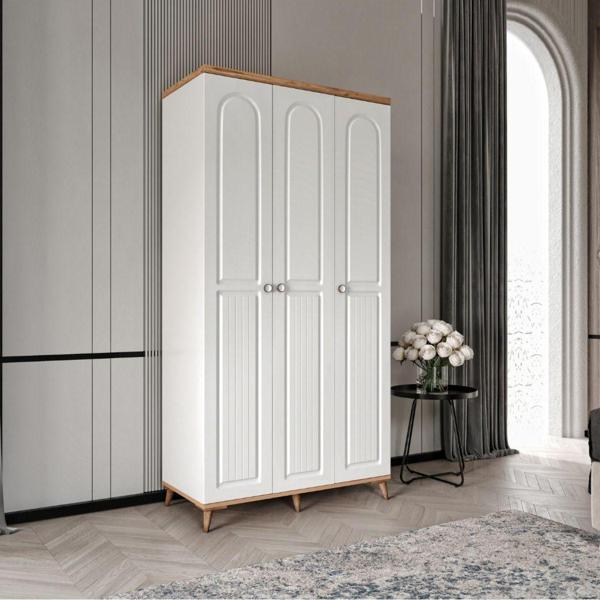 GuneyStore Ücretsiz Montaj Bohem 3 Kapaklı Komple MDF Gardırop - Elbise Dolabı - Image 1