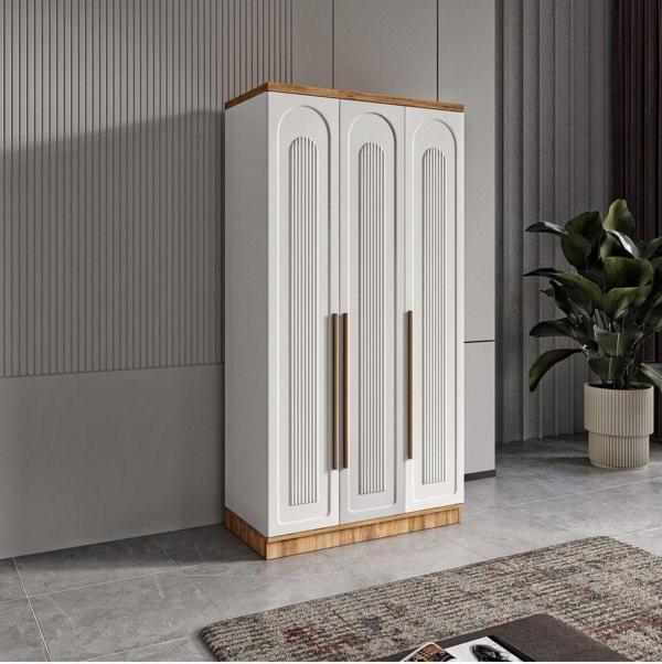 GuneyStore Ücretsiz Montaj Flora 3 Kapaklı Komple MDF Gardırop - Elbise Dolabı - Image 1