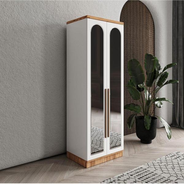 GuneyStore Ücretsiz Montaj Rosa 2 Kapaklı Aynalı Komple MDF Gardırop - Elbise Dolabı - Image 1