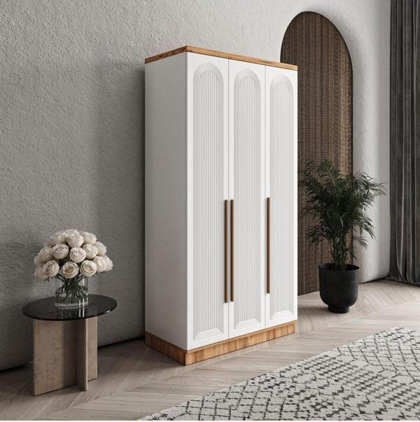 GuneyStore Ücretsiz Montaj Rosa 3 Kapaklı Komple MDF Gardırop - Elbise Dolabı - Image 1