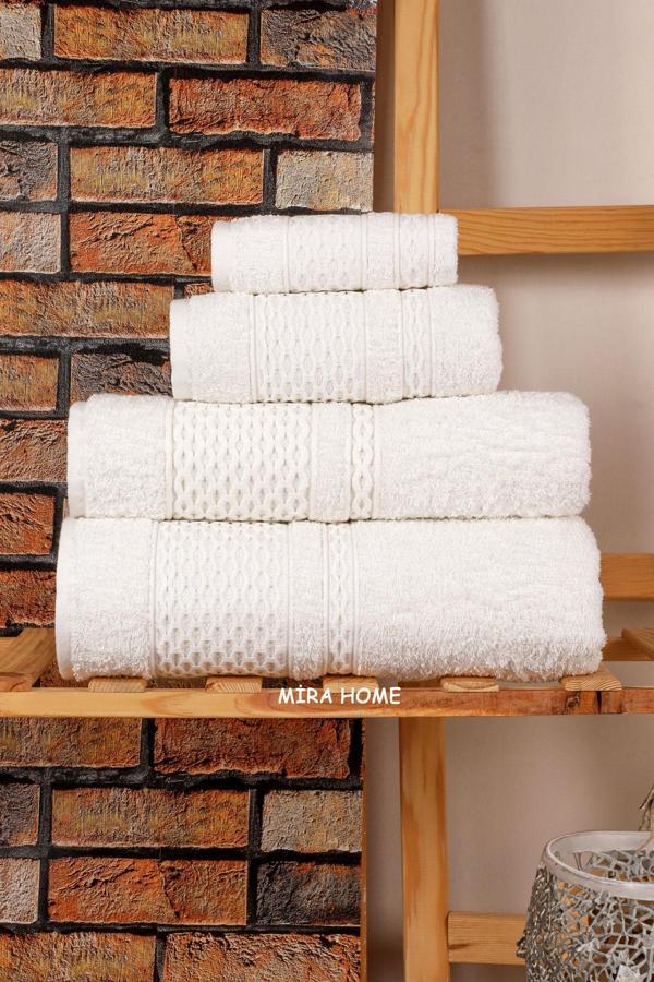 Mira Home 4 Parça Banyo Havlu Takımı Melodi Desen - Image 1