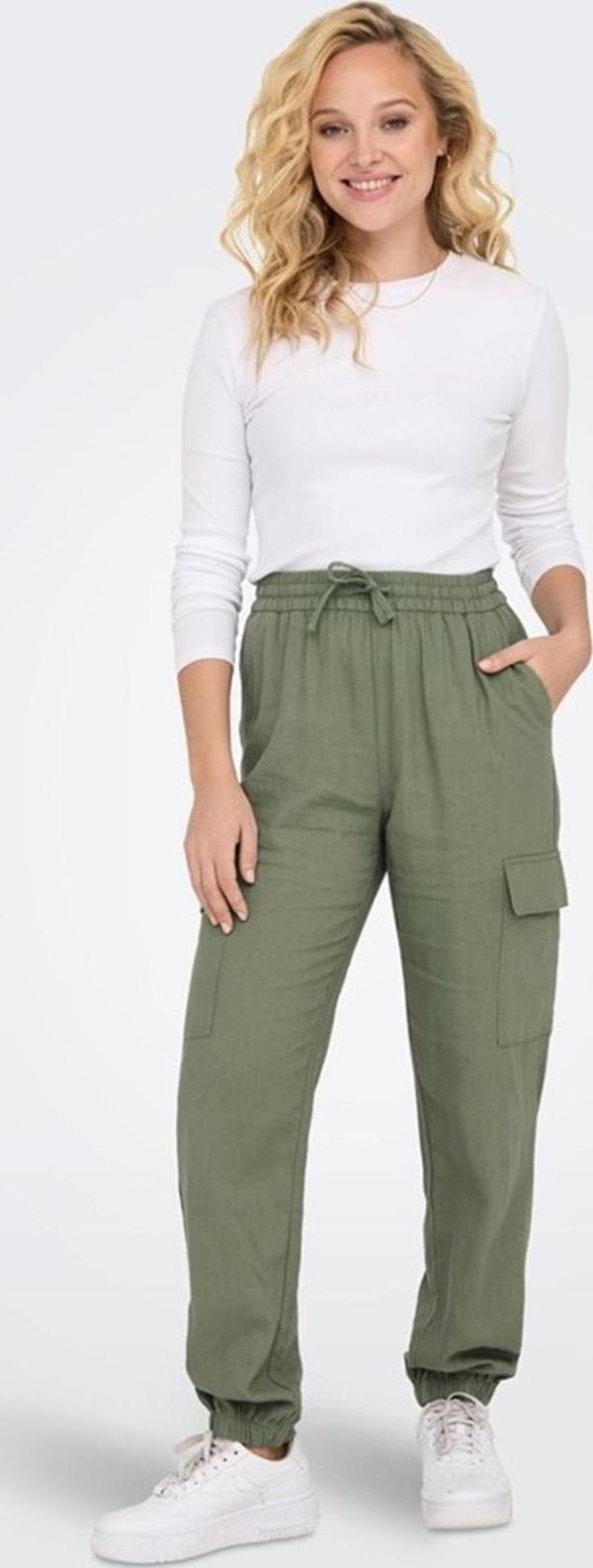 ONLY ONLCARO MW LIN PULL-UP CARGO PNT NOOS 15310987 PETROL YEŞİL - Image 1