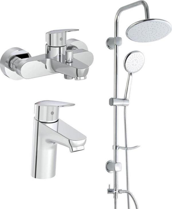 Artema Flow Round Banyo Bataryası + Lavabo Bataryası + Duxxa Bolero Duş Sistemi Set - Image 1