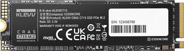 Klevv Cras C715 512Gb Nvme Pcıe Gen3 X4 Okuma 3200Mb – Yazma 2000Mb M.2 Ssd (K512Gm2Sp0-C7T) - Image 1