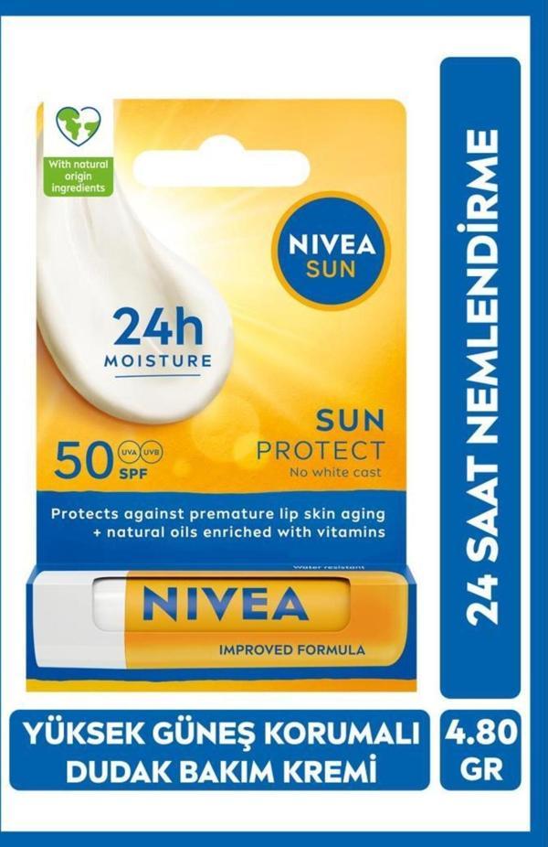 SUN Yüksek Güneş Korumalı Dudak Bakım Kremi 4.8gr, SPF50, 24 Saat Nemlendirici, E ve C Vitamini - Image 1