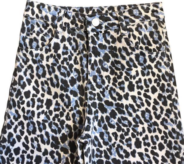 Kız Çocuk Leopar Desenli Kot Pantolon - Image 1