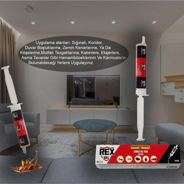 Zag Kimya Rexgel 20 Gr Hamam Böceği Haşere Ve Karınca Için Uzun Süre Etkili Şırınga Jel Yem Böcek Kalıcı Etki - Image 1