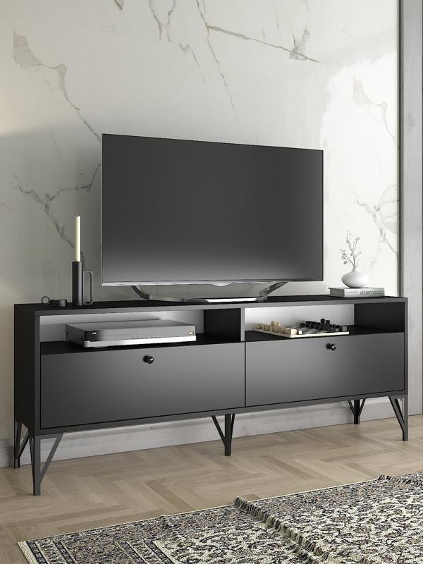 Wood'n Love Astreo 160 Cm Metal Ayaklı Tv Ünitesi - Siyah / Siyah - Image 1