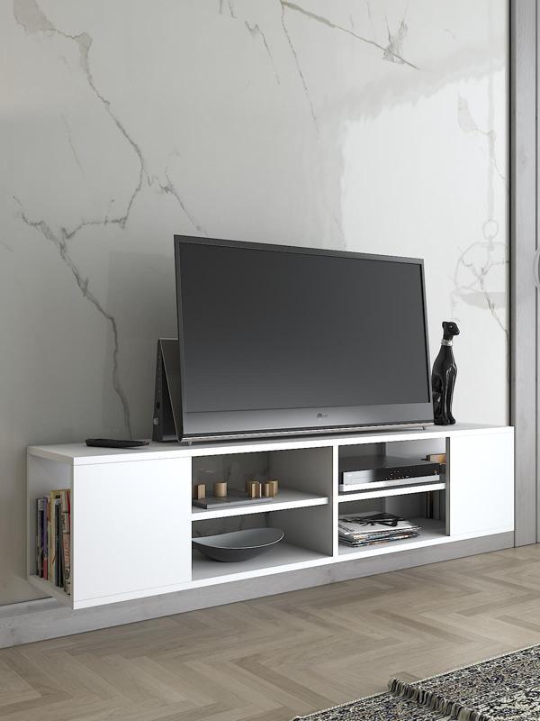 Wood'n Love Echo 150 Cm Duvara Asma Tv Ünitesi - Beyaz - Image 1
