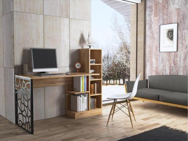 Wood'n Love Elektra Kitaplıklı Metal Ayaklı Çalışma Masası - Atlantik Çam  / Siyah - Image 1