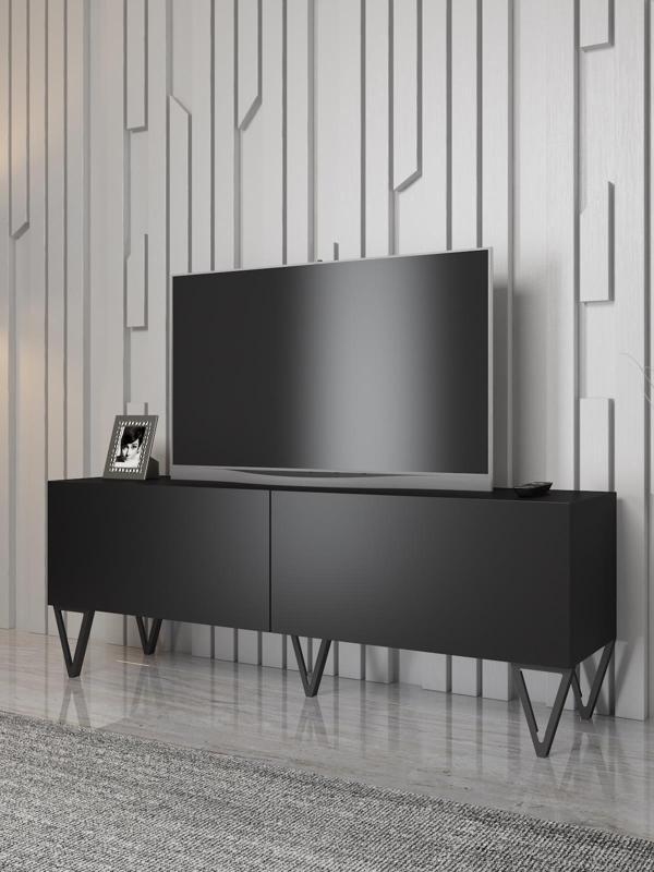 Wood'n Love Emir 150 Cm Metal Ayaklı Tv Ünitesi - Siyah / Siyah - Image 1