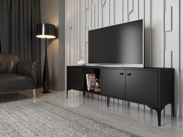 Wood'n Love Hira 160 Cm Metal Ayaklı Tv Ünitesi - Siyah / Siyah - Image 1