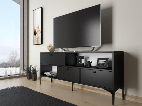Wood'n Love Katre 150 Cm Metal Ayaklı Tv Ünitesi - Siyah / Siyah - Image 1