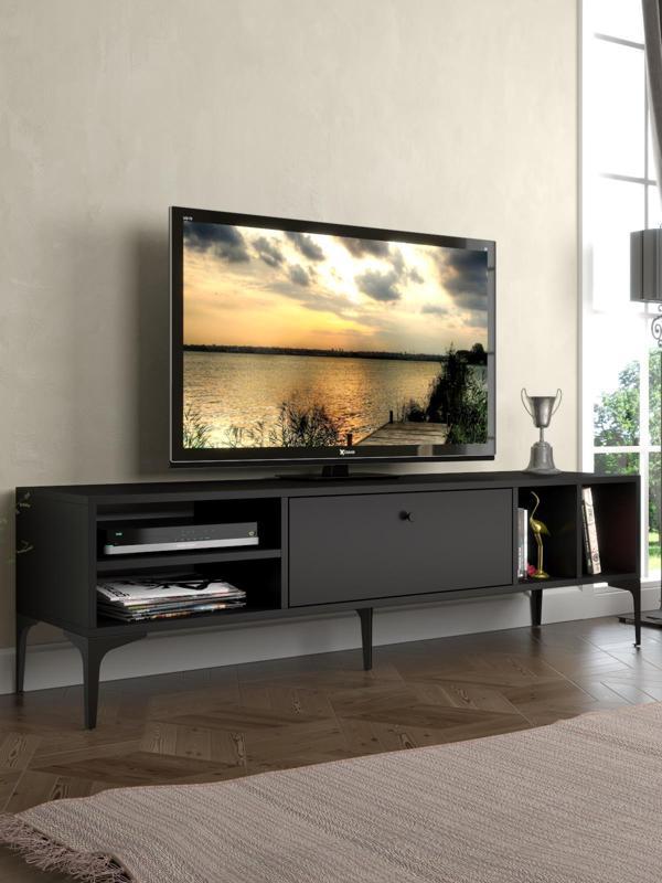 Wood'n Love Milan Tv Ünitesi Minifiks Bağlantı , Dolap Metal Ayak - Siyah / Siyah - Image 1