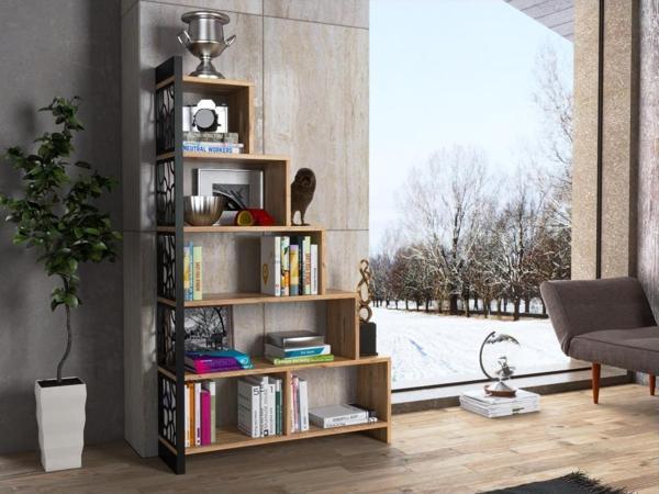 Wood'n Love Silva Metal Merdiven Kitaplık - Atlantik Çam / Siyah - Image 1
