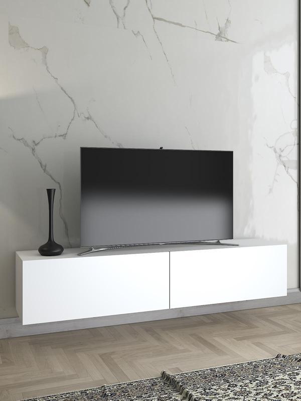 Wood'n Love Toprak 150 Cm Duvara Monte Tv Ünitesi - Beyaz / Siyah - Image 1