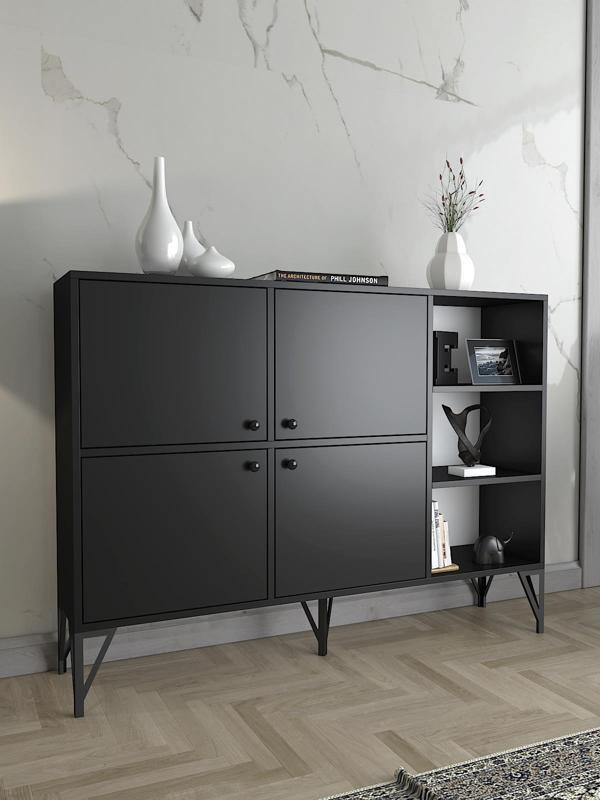 Wood'n Love Zeta 140 Cm Metal Ayaklı Konsol - Siyah / Siyah - Image 1
