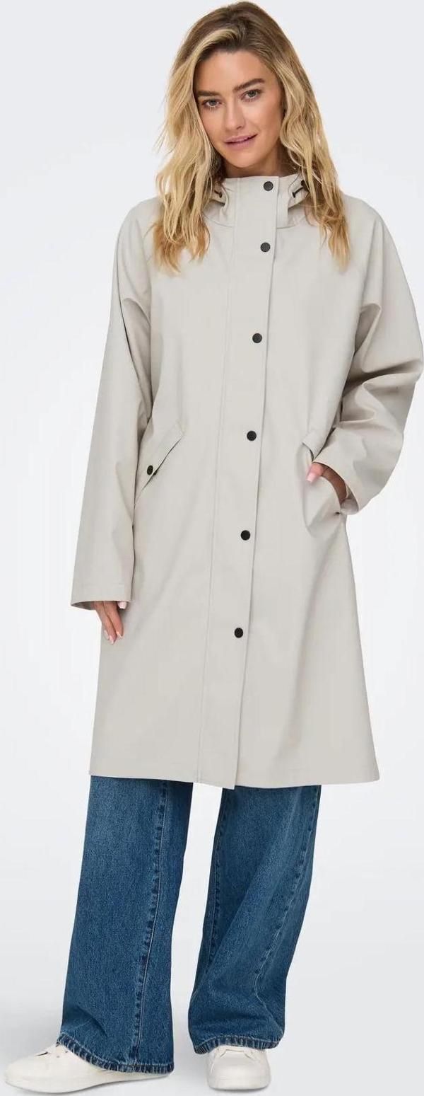 Only Kadın Onlelısa Kapüşonlu Su Geçirmez Uzun Yağmurluk 15336008 A.Bej - Image 1