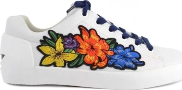Ash Neo Beyaz Çiçek Nakışlı Deri Sneaker Kadın Ayakkabı - Image 1