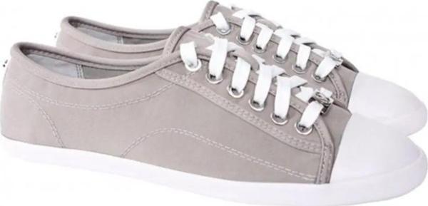 Michael Kors Kristy Sneaker Pearl Grey Gri Saten Ve Naylon Kumaş Yuvarlak Deri Burunlu Düz Tabanlı Kadın Ayakkabı - Image 1
