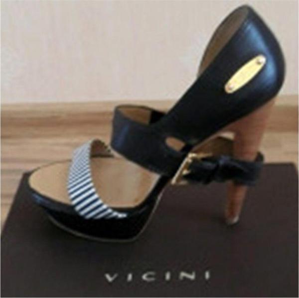 Vicini Arianna C10120 Kahve Rengi Deri Topuklu Sandalet Kadın Ayakkabı - Image 1