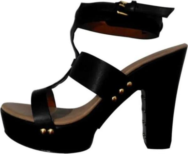 Givenchy 515822 Siyah Deri Topuklu Sandalet Kadın Ayakkabı - Image 1
