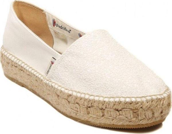 Espadrilles Tommy Glit Beyaz Önü Simli Arkası Deri Hasır Tabanlı Dolgu Topuklu Kadın Ayakkabı - Image 1