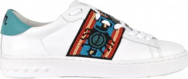 Ash Phantom Beyaz Deri Boncuk Desenlı Sneaker Kadın Ayakkabı - Image 1
