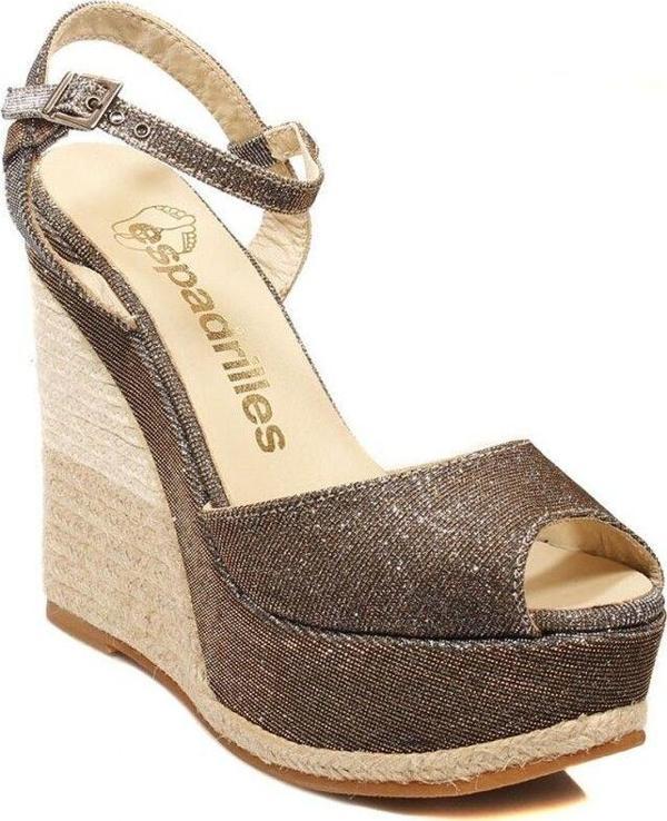 Espadrilles Globe Altın RRengi Simli Hasır Dolgu Taban İle Kadın Ayakkabı - Image 1