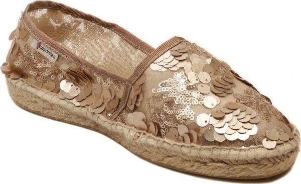 Espadrilles Alparga 3R Altın Rengi Hasır Düz Taban Kadın Ayakkabı - Image 1