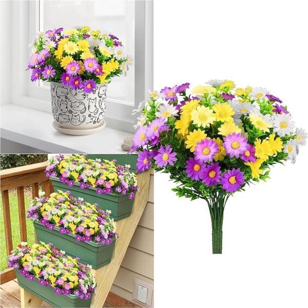 3lü Set Yapay Çiçek Papatya 5 Dallı Plastik Dekoratif Yapay Bitki - Image 1