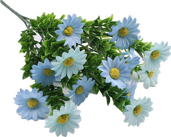 Yapay Çiçek Mavi Papatya 5 Dallı Plastik Dekoratif Yapay Bitki - Image 1