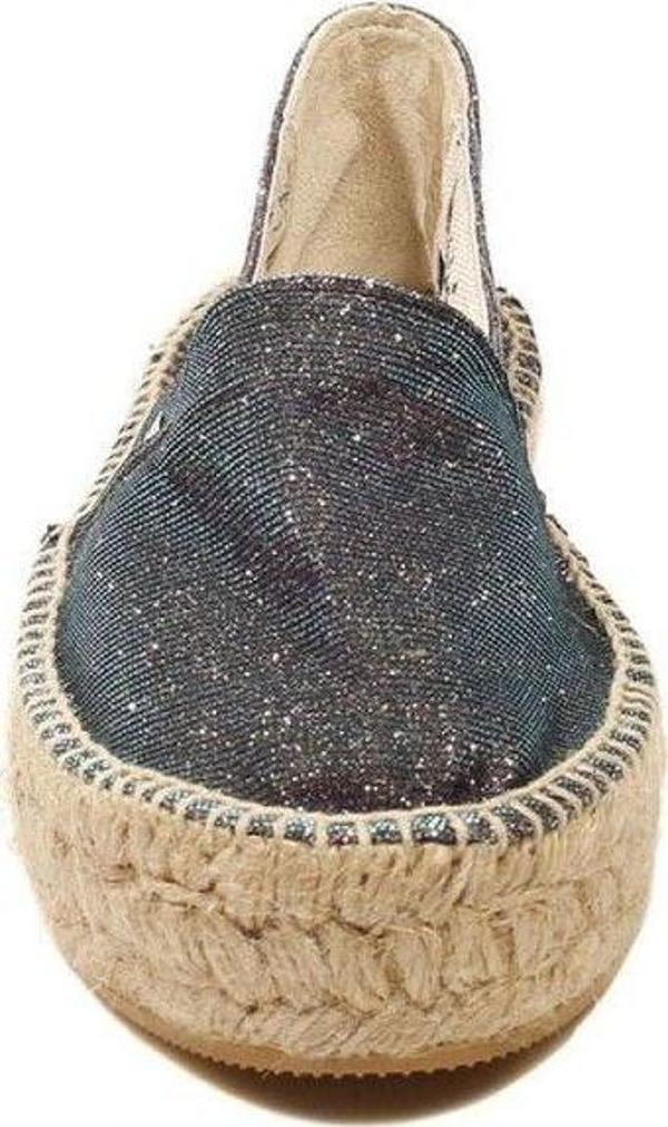 Espadrilles Tommy Schm Simli Hasır Tabanlı Dolgu Topuklu Kadın Ayakkabı - Image 1