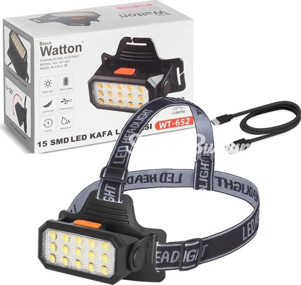 15 Ledli Sarı / Beyaz Şarjlı Kafa Lambası  Wt652 - Image 1