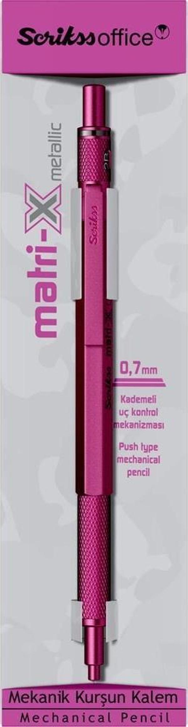 Scrikss Matri-X Versatil 0.7 mm Metalik Pembe Şeffaf Amb. - Image 1