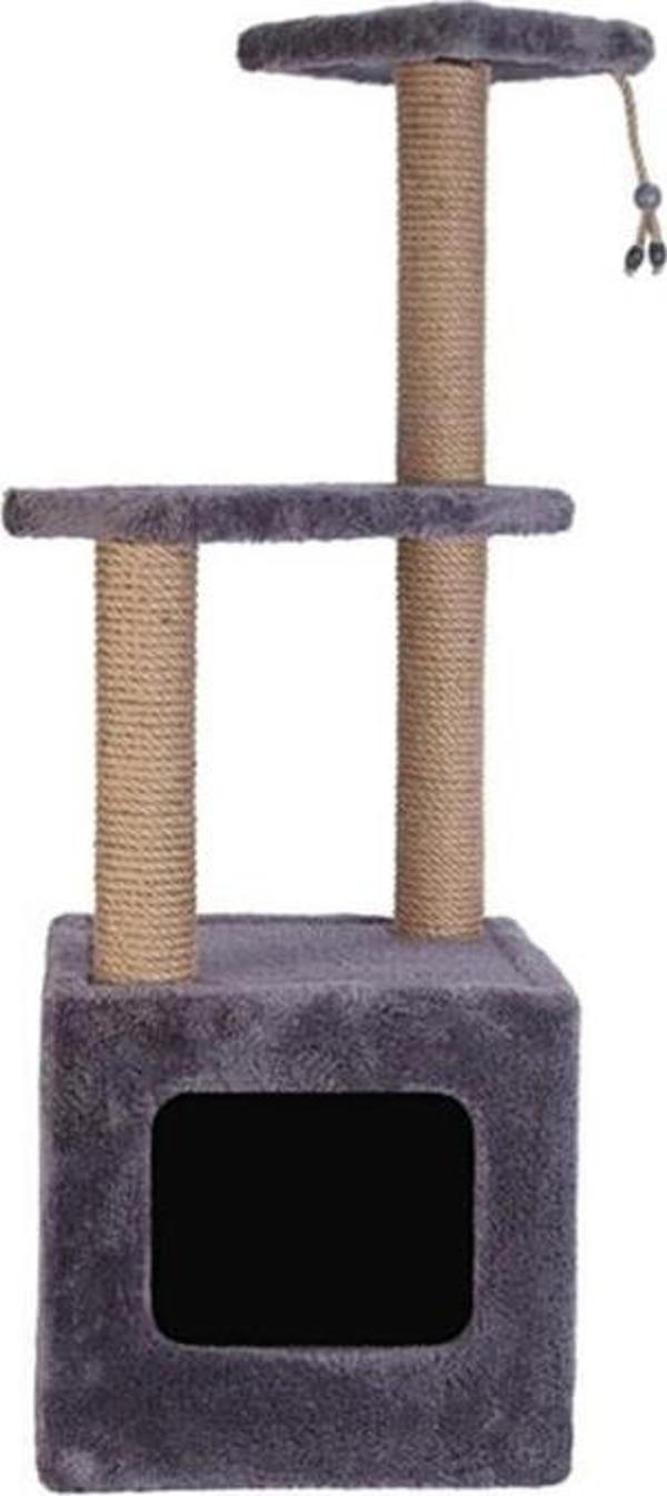 Reyo Pet Basamaklı Yuvalı Kare Ev Kedi Tırmalaması Gri - Image 1