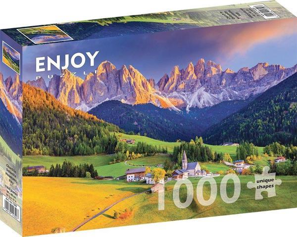 Enjoy Puzzle 1000 Parça - İtalya Dolomit Dağlarında Kilise - Image 1