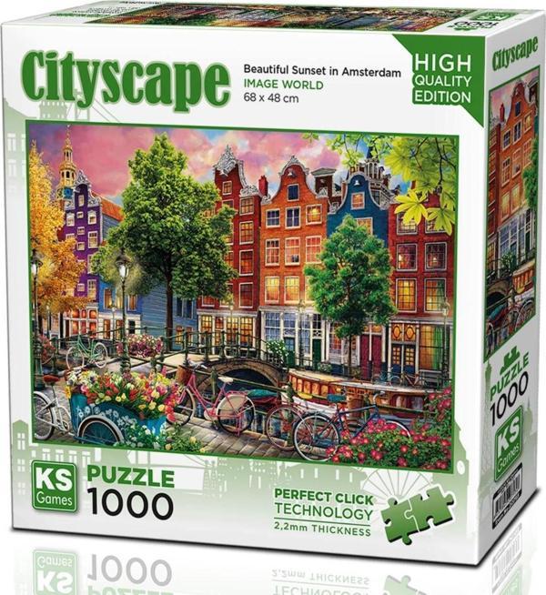 Ks Games 1000 Parça Amsterdam'da Harika Günbatımı Puzzle - Image 1