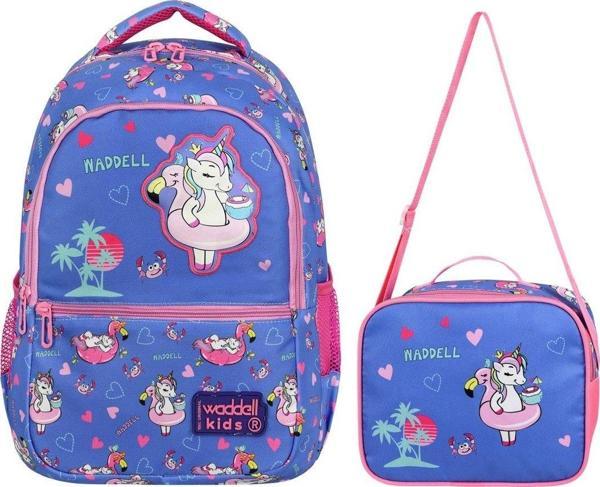 Waddell Unicorn Deri Nakış Desenli Kız Çocuk İlkokul Sırt Çantası Ve Beslenme Çantası - Image 1