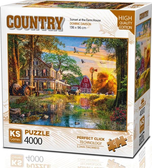 KS Games 4000 Parça Çiftlik Evinde Gün Batımı Puzzle - Image 1
