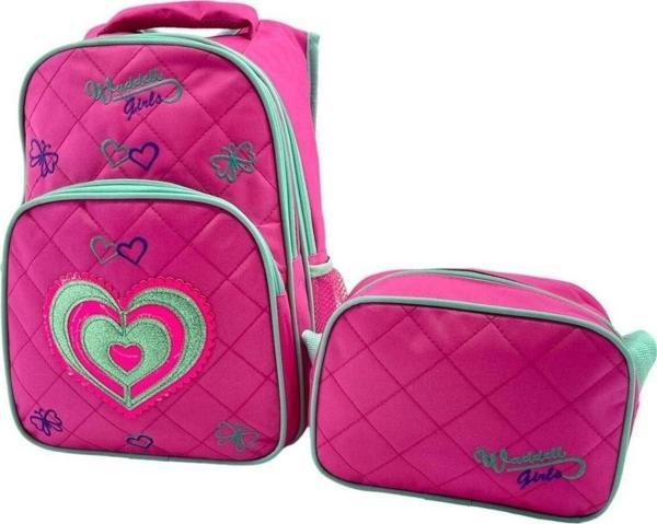 Waddell Bag Pembe Kalp Okul Sırt Çantası - Waddell Kız Okul Çanta Seti - Image 1